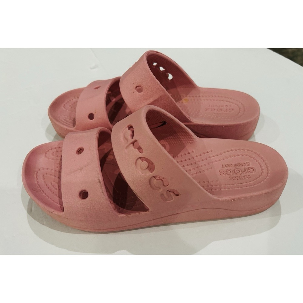 CROCS Baya Platform Slide Sandals Womens 7  Unisex Pink Iconic Comfort Two Strap